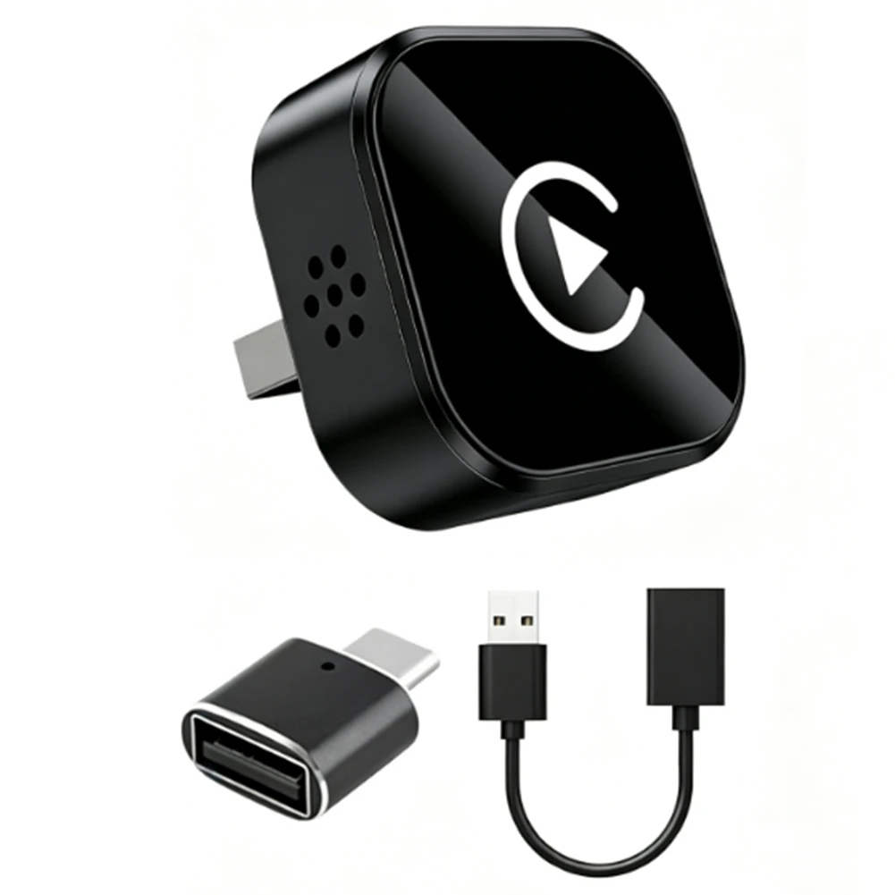 Wireless CarPlay & Android Auto Adapter, Mini USB Wired Convert Wireless Dongle with Type-C Extension