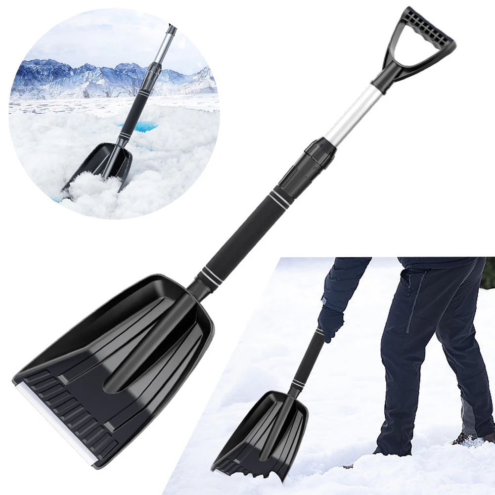 Emergency Snow Shovel Large Capacity Snow Broom Aluminum Alloy Snow Scraper Detachable for Car Truck SUV Vehicle