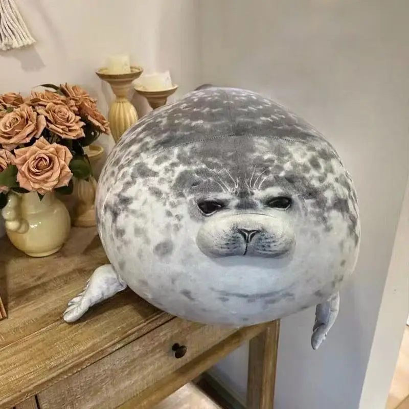 Angry Blob Seal Pillow Chubby 3D Novelty Sea Lion Doll Plush Stuffed Toy Baby Sleeping Throw Pillow Gifts for Kids Girls