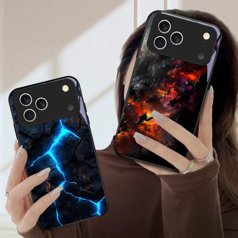 

Alien Purgatory Pattern For iPhone 17 Pro Max 16E 15 Plus 14 Pro 13 12mini 11 Air XS Max 5 6 7 8Plus SE Black Glass Phone Case