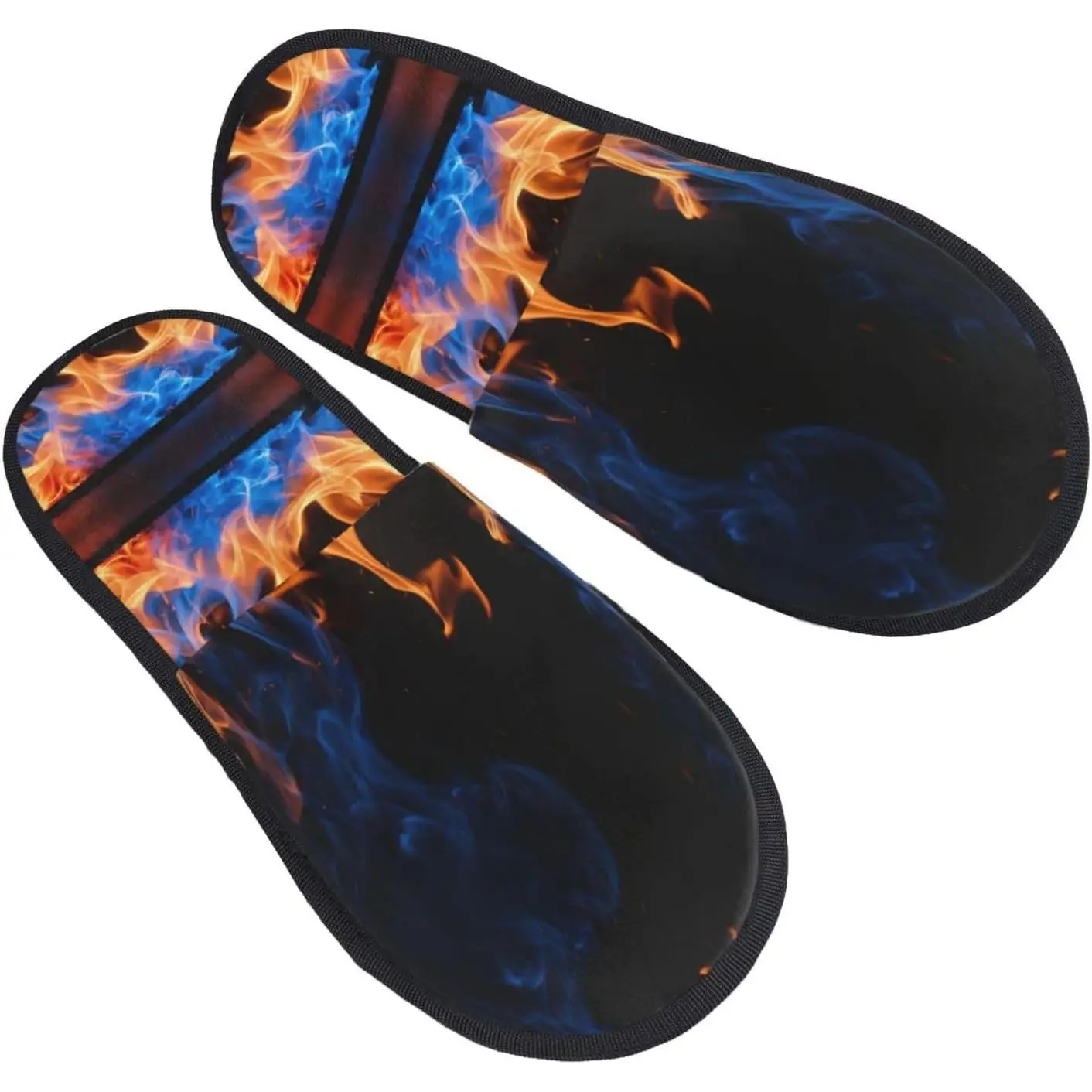 

Blue Flame printing Fall Winter Fuzzy Slippers Comfy House Shoes,Portable for Hotel Travel Gifts for Women and Men