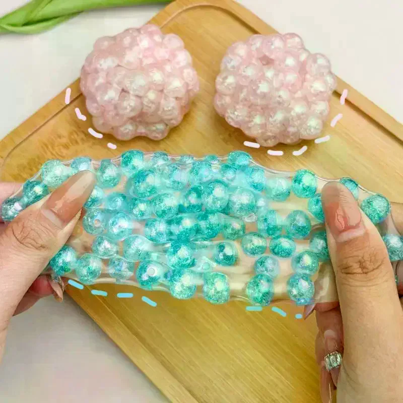 Shapeable Pearl Burst Beads Stress Ball Noisy Desktop Soothing Squeezing Crunchy Gifts For Children And Adults