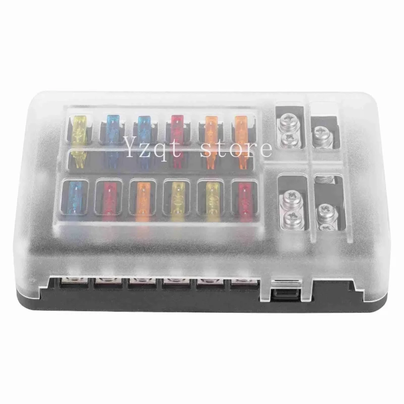 12 Circuits Fuse Box Block Holder LED Indicator Light MNI Motor For Car Yacht Marine Boat