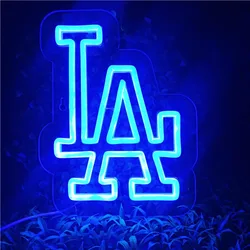Dimmable Baseball Team Neon Light for Party Bar Man Cave Game Room Decor Man Birthday Gift (blue) 5V USB