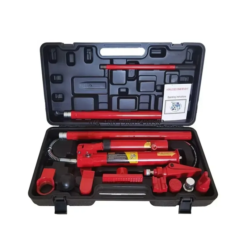 wmwmnu 10 Ton Red Black Portable Ram Auto Body Frame Repair Kit Hydraulic Multifunction Combine Jack Tools for Car Collision