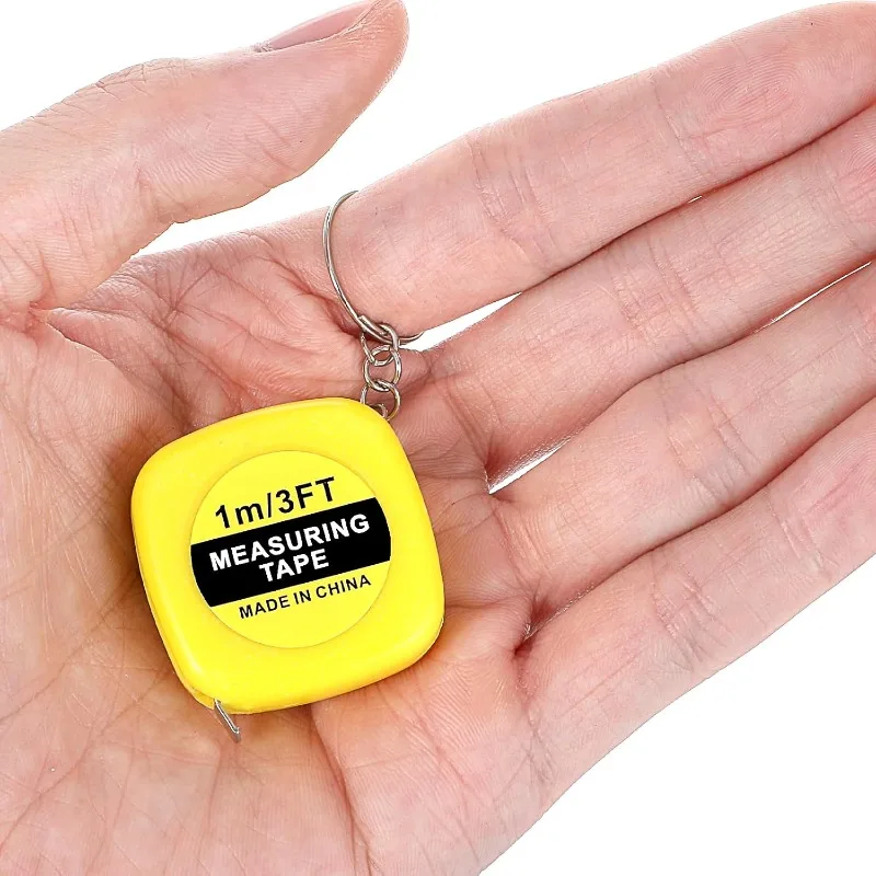 1pc Mini Tape Measure Keychains Functional Small Tape Measures Keychains with Stable Slide Lock Pocket Portable Tape for 1m/3Ft