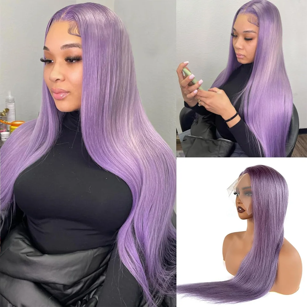 

Light Lavender Purple Wig 13x6 Lace Front Human Hair Wig Straight Colored Bone Human Hair Wigs Original Brazilian Wigs For Women