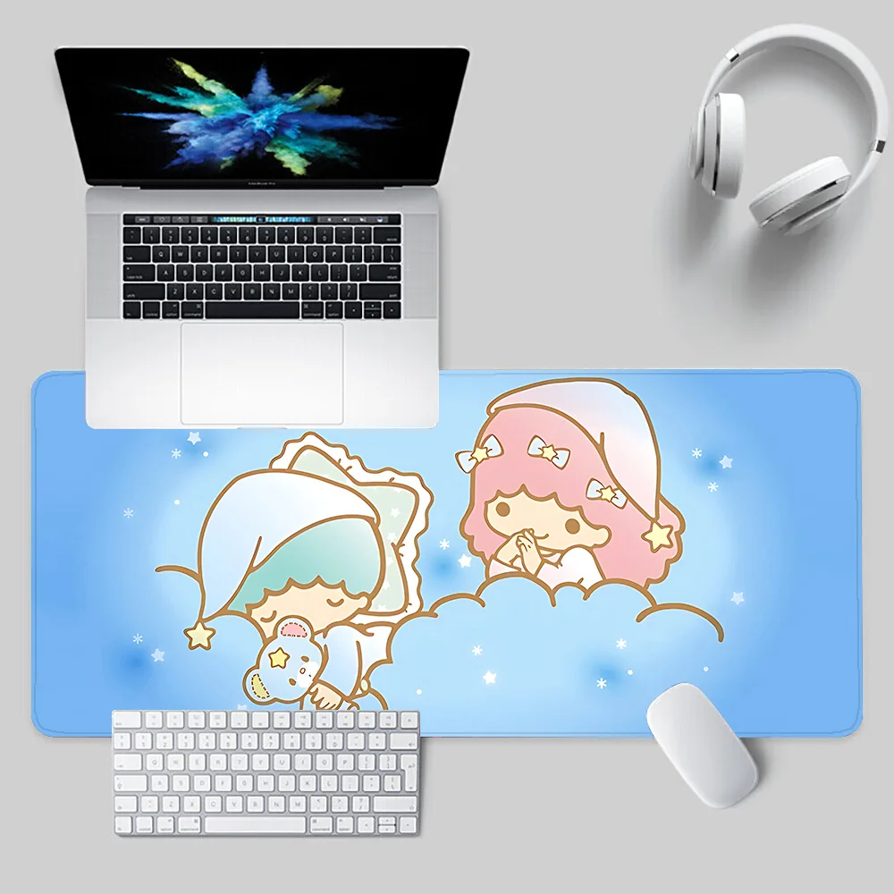 Litter twin stars kiki&lala Mousepad HD Printing Computer Gamers Locking Edge Non-slip Mouse Pad XXL90x40cm Keyboard PC Desk Pad