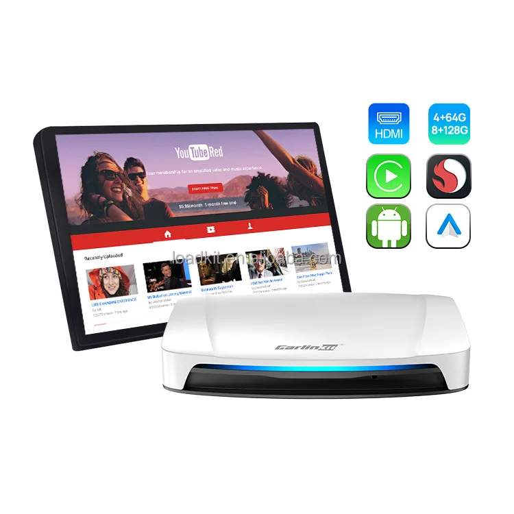 Carlinkit UHD 6225 128GB Carplay AI Box Android 13 14 Adaptador Inalámbrico para Auto con HDMI y Dongle para TV, Compatible con Netflix y YouTube