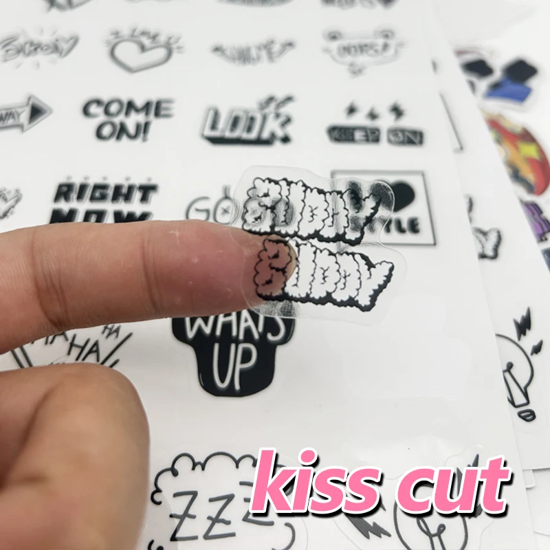 100 Sheets Custom Transparent Stickers - Die Cut/Kiss Cut Vinyl Decals - Personalized Waterproof Labels of Clear PVC
