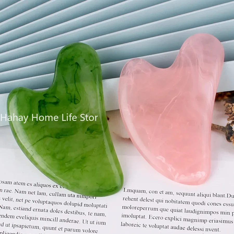 괄사 Resin Gua Sha Massage Board for Face Rose Pink Guasha Plate Jade Face Massager Scrapers Tools for Face Neck Back Body