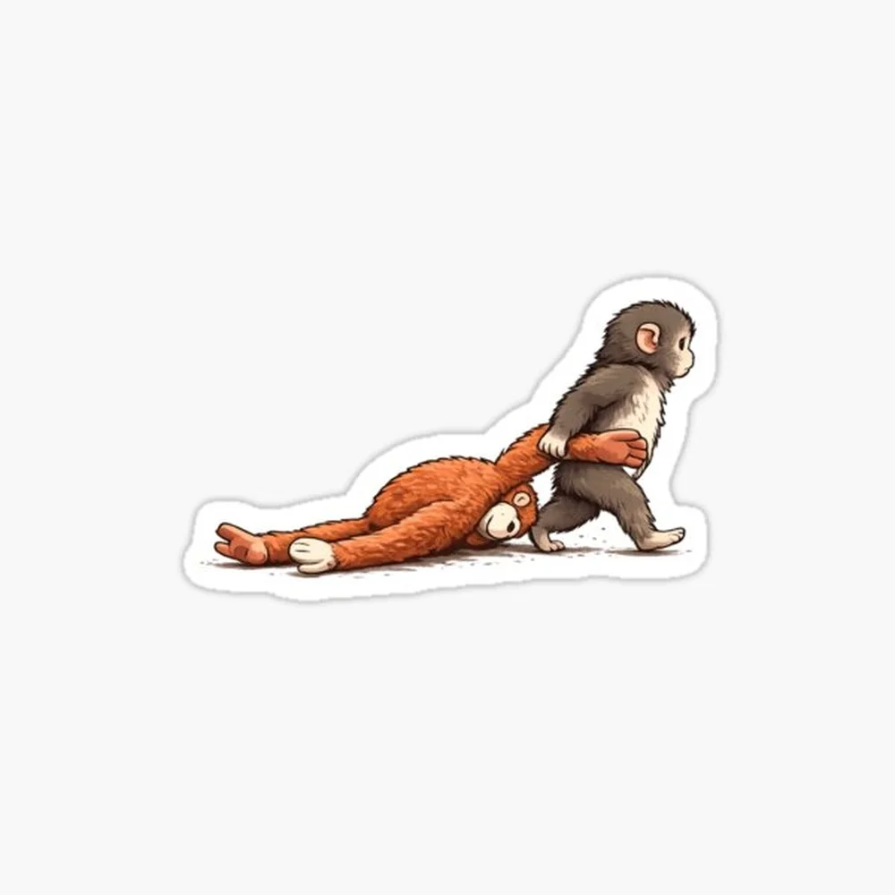 Punch-kun Monkey Design Sticker for Laptop Decor Bedroom Car Cute Cartoon Art Fashionable Public Suitcase