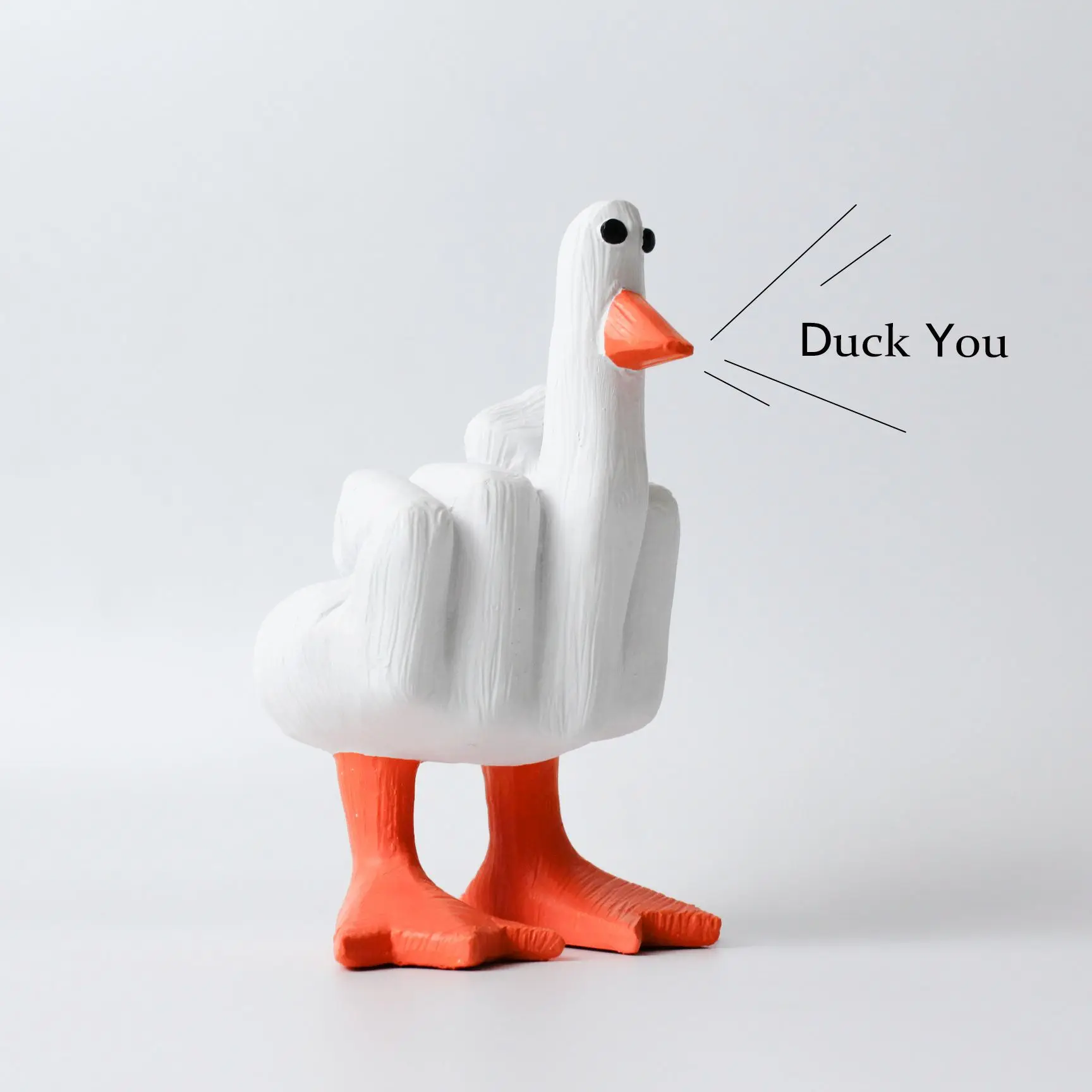Creative Middle Finger Duck Funny Ornament Resin Handicraft Home Desktop Small Ornament Send Friends Classmates Gifts -border