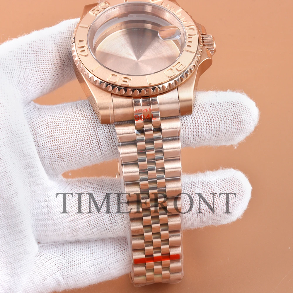 Para Submariner GMT 40mm caja de reloj correa de Jubileo ajuste de acero inoxidable Nh35 Nh34 Nh36 Nh38 movimiento 28,5mm Dial caja de oro rosa