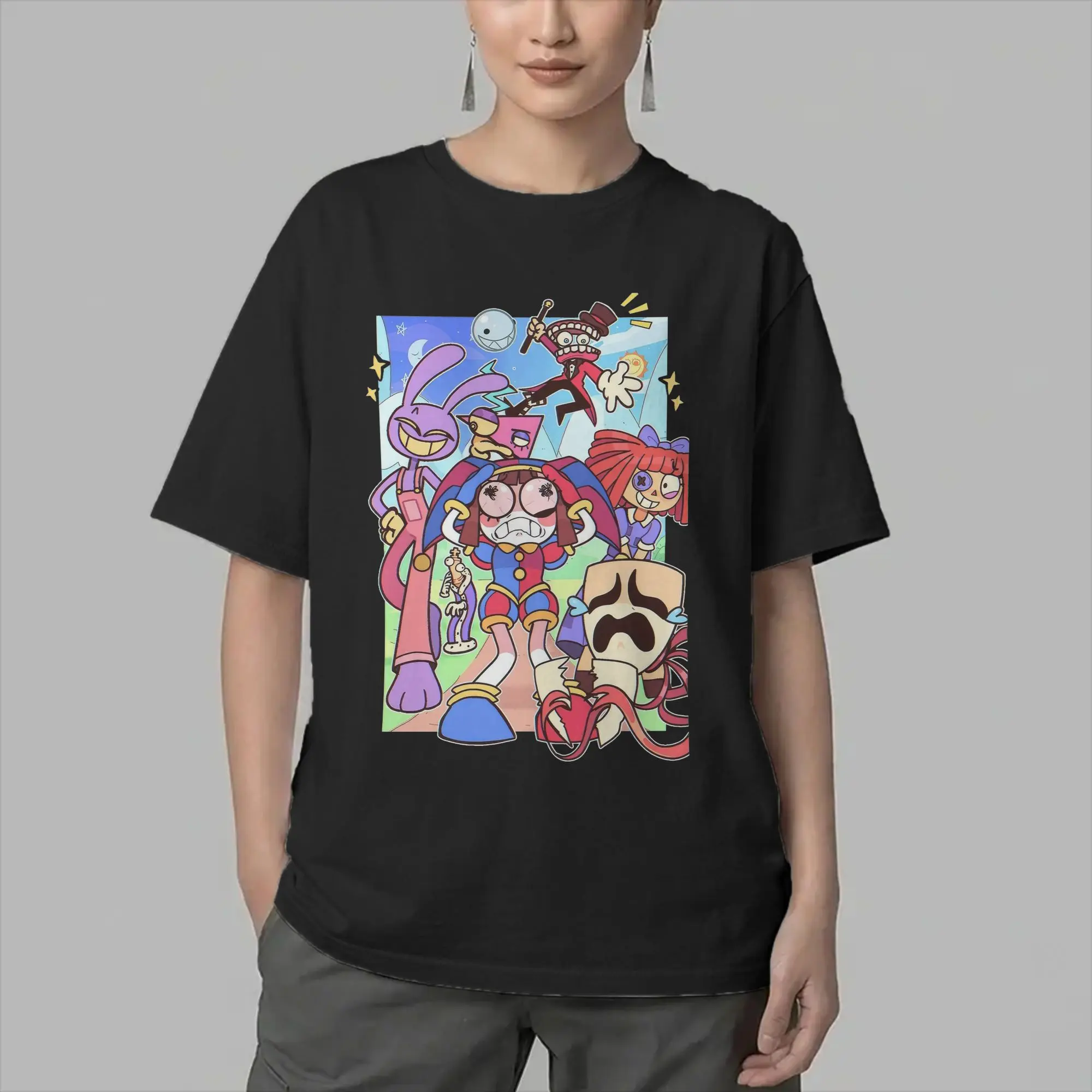 Men's Cartoon Digitals Circus T Shirts Cartoon Pomni 100% Cotton Clothing Funny Short Sleeve O Neck Tee Shirt Printed T-Shirt