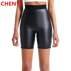 Hot Women High Waist Faux Leather Leggings Tights Stretchy Pleather Pants Body Shaper Waist Trainer Wide-waisted Shapeing Shorts