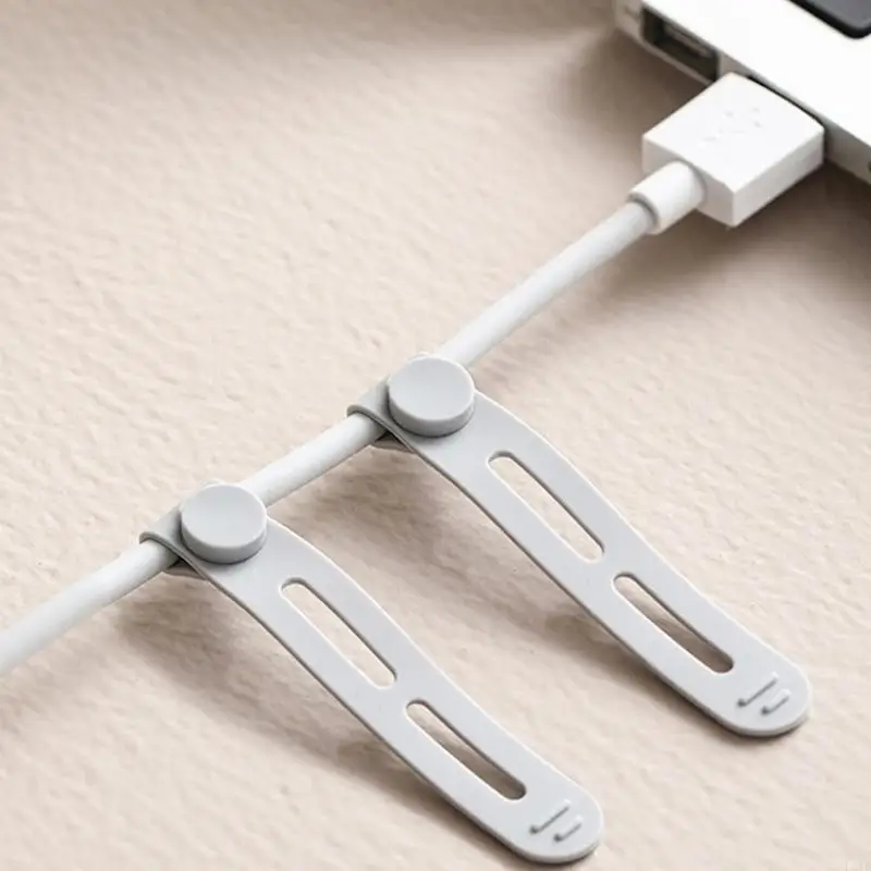 

L41E 10Pieces Silicone Cable Ties Set For Home Office Cord Organizers Wire Management