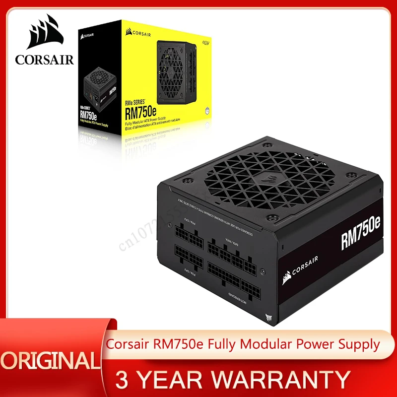 Corsair RM750e Fully Modular Low-Noise Power Supply-ATX 3.0 & PCIe 5.0 Compliant-105°C-Rated Capacitors-80 Plus Gold Efficiency