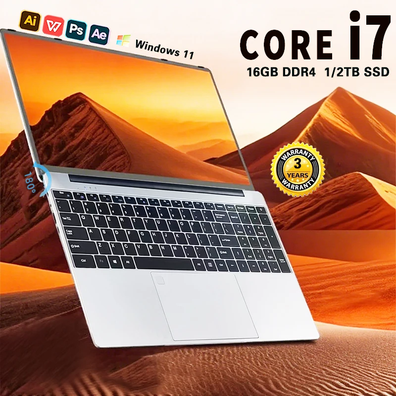 

NEW Core i7-8500Y Fingerprint Unlock Notebook games Computer 15.6" Windows 11 Pro 16GB RAM 1/2TB SSD Office PC Study Laptop