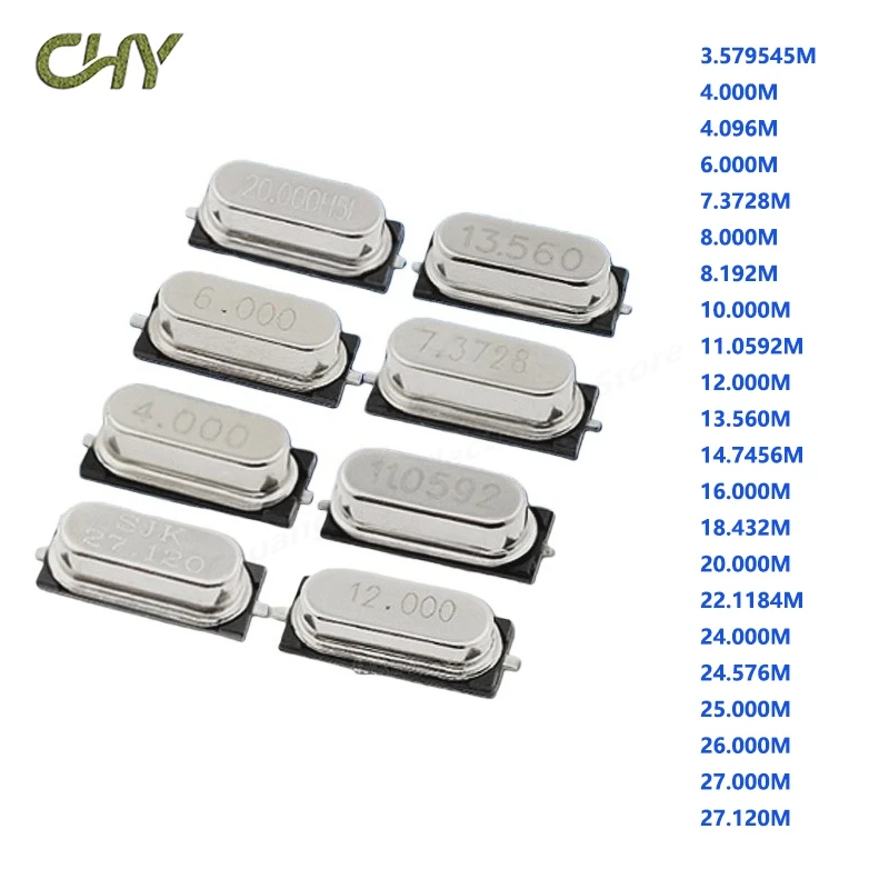10Pcs Passive Crystal Oscillator 4MHZ 6MHZ 8MHz 10Mhz 12MHZ 11.0592M 16MHZ 20MHz 22.1184M 24MHZ 25MHZ 26Mhz 27Mhz Quartz Clock
