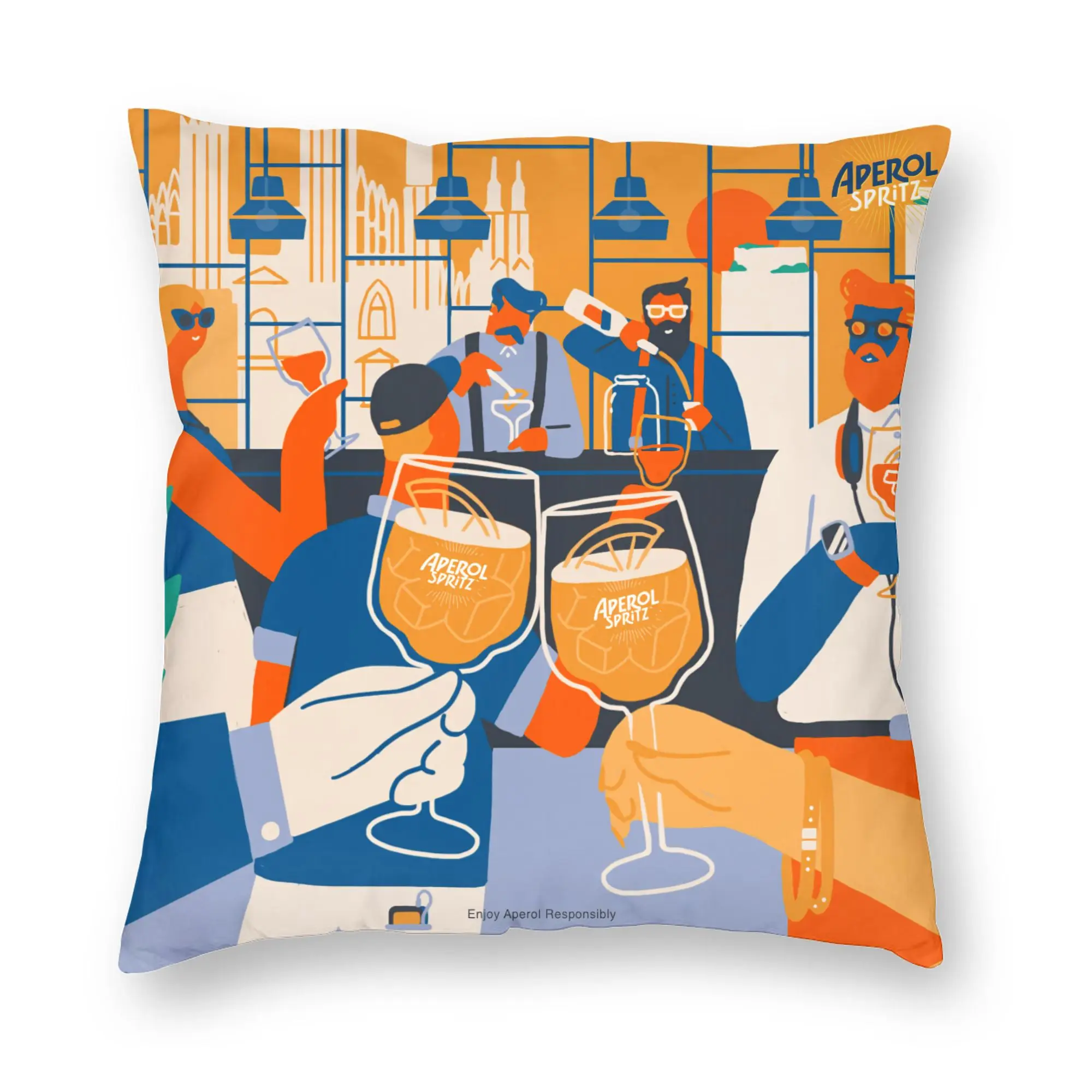 Aperols Spritz Print Pillow Case 40x40cm Bedroom Decoration Luxury Love Drinking Cocktail Outdoor Cushions Square Pillowcase