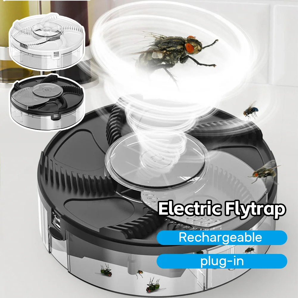 Home Kitchen Automatic Flycatcher Household Automatic Pest Catcher USB Rechargeable Flytrap Quiet Removable Indoor Insect Reject
