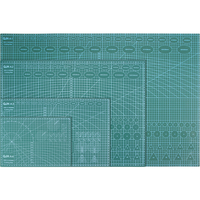 QJH A1/A2/A3/A4 PVC Self-Healing Cutting Mat Double-Sided Green Cutting Mat Metric Printed Grid Line Leather Craft Cutting Mat