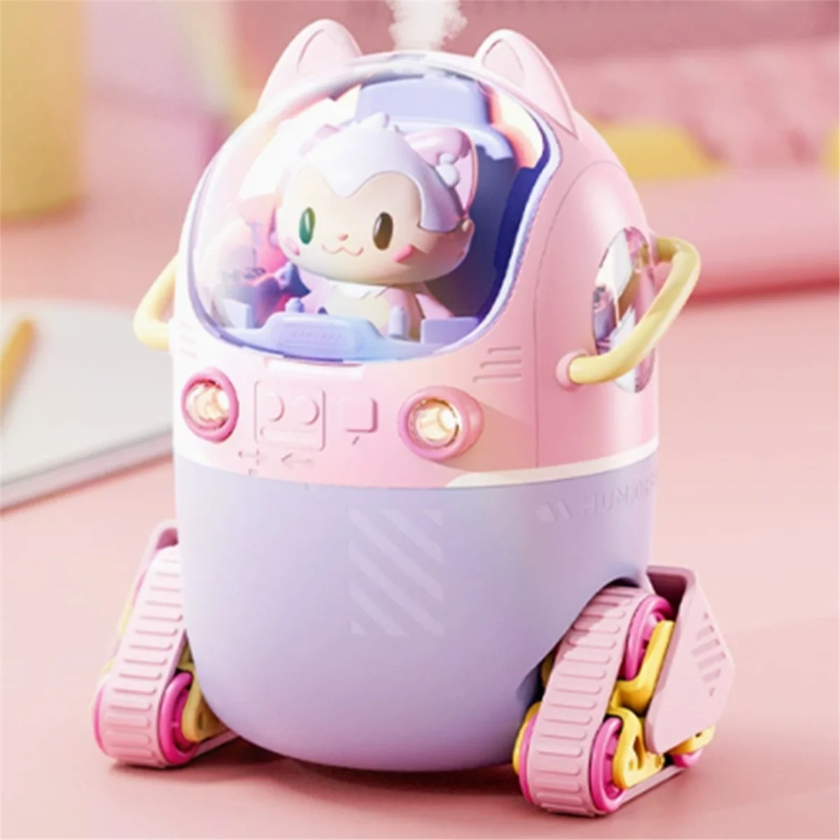 AA98 Portable Home Humidifier Office USB Cute Cartoon Tank Car 220ML Air Humidifier with LED Light