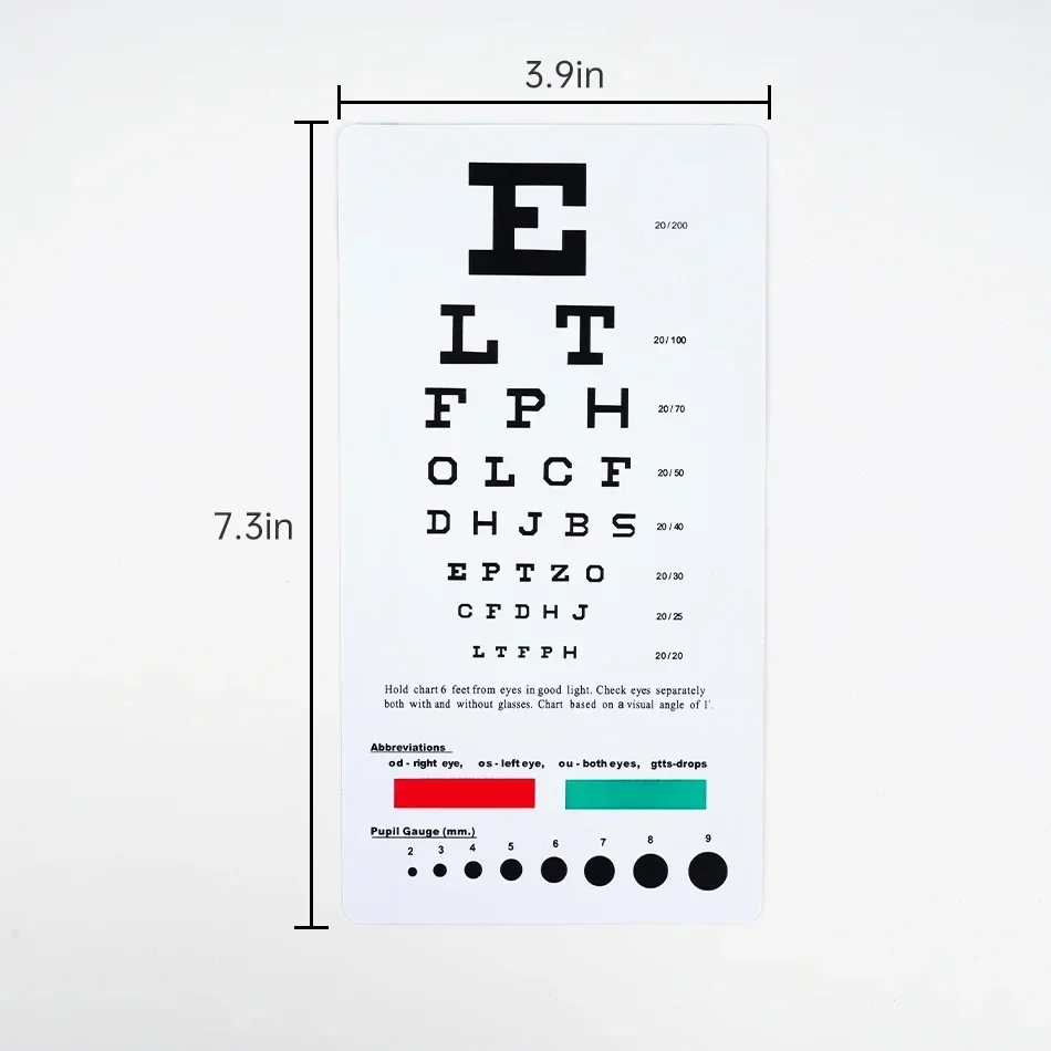 Ver In De Buurt Van Het Zicht Gestandaardiseerde Oogkaart Visuele Test Pocket Eye Chart, Snellen Pocket Eye Chart Rosenbaum Pocket