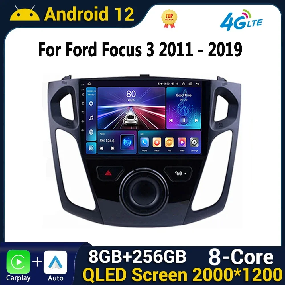 for Ford Focus 3 Mk 3 2011 - 2019  Android Auto Car Radio Carplay Multimedia 4G Wifi GPS DVD 2 Din Carplay Autoradio Stereo