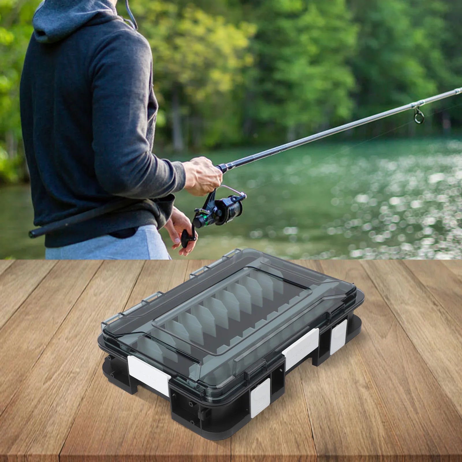 

Fishing Bait Storage Case for Gear and Accessories Waterproof with Removable Dividers for Customizable Organization