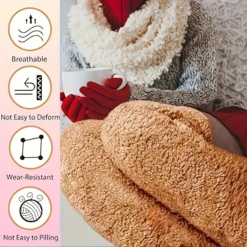 1 Pair Women'S Christmas Themed Over-the-Knee Plush Teddy Bear Foot Warmers,with Cozy Winter Home Sleep Socks for Couples