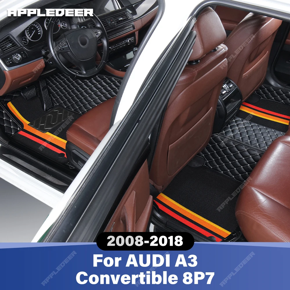 

For AUDI A3 Convertible 8P7 2008-2018 Double Layer Car Floor Mats Custom Auto Carpet Cover Interior Accessories