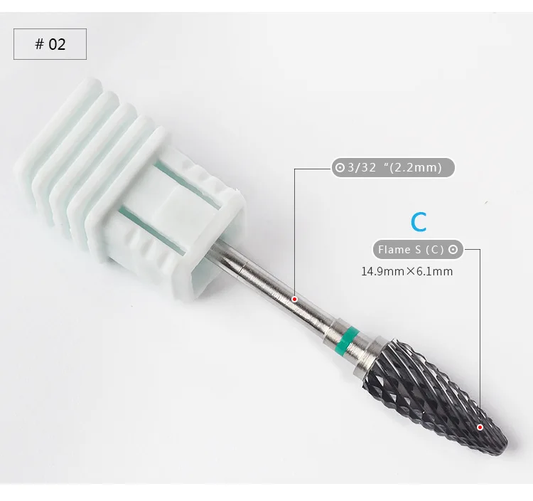 20pcs Dental Black Ceramic Drill Head 2.35mm Nail Drill Bits Jewelry Grinding Head Dentistry Polishing Materials