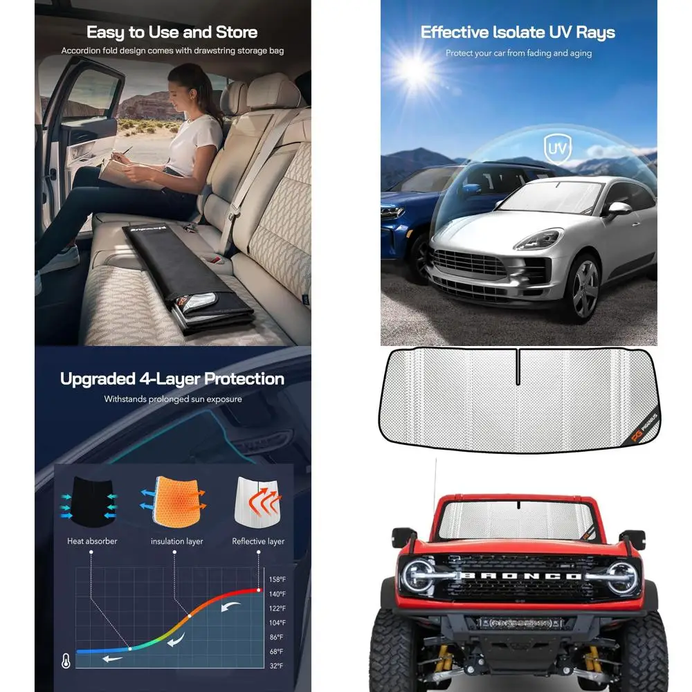 

Universal Full-Coverage Sun Shade for Ford Bronco 2021-2025 Models - Rearview Mirror Protection Included