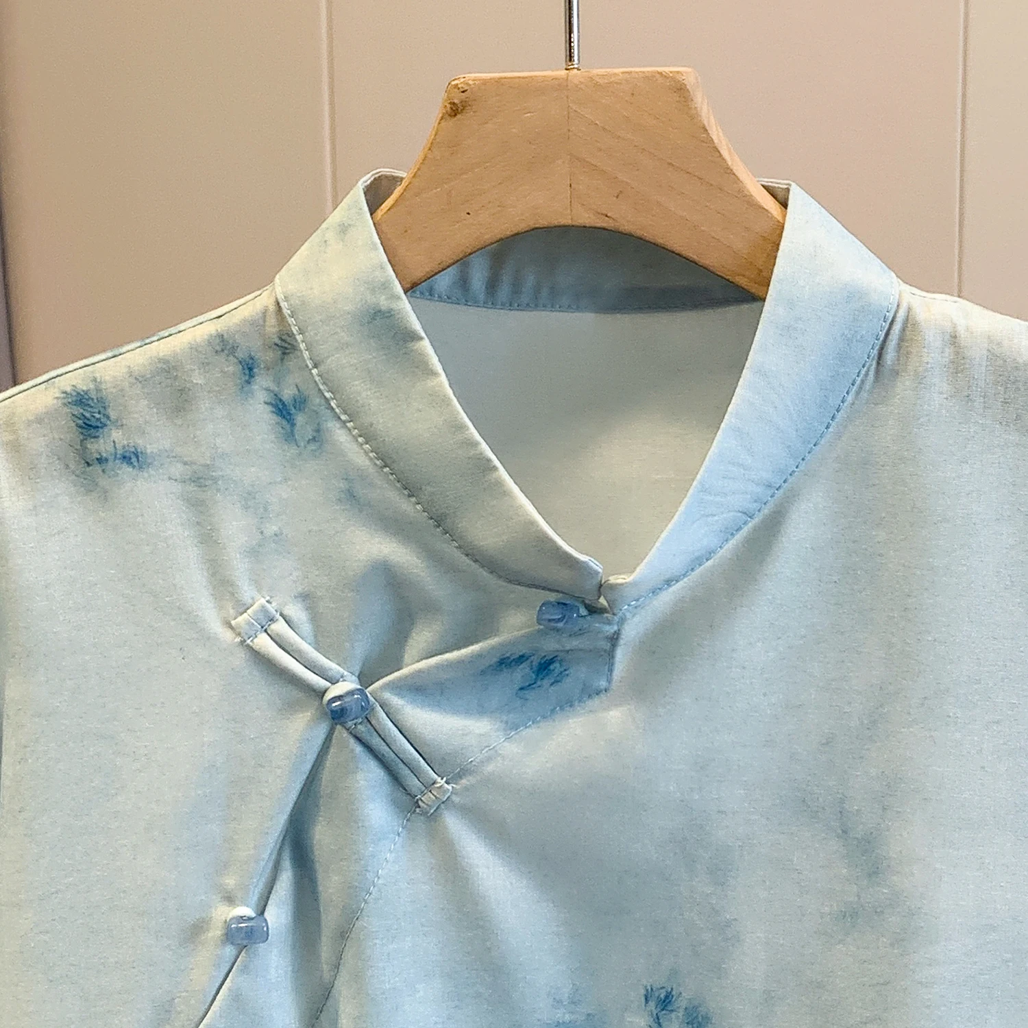 Nuovo cinese Sle donna estate irt tessuto di cotone e lino abbottonato Svel Top colletto alla coreana stampato T abbigliamento casual