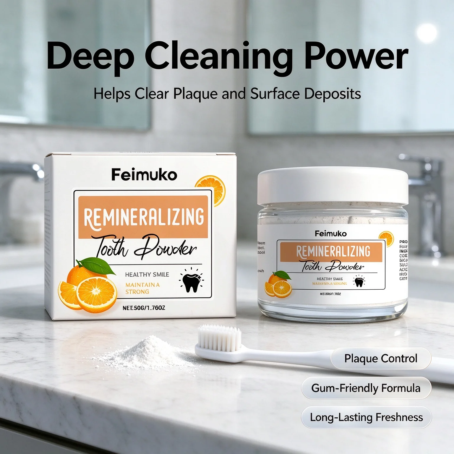 Sweet Orange Tooth Whitening Powder Deep Clean Plaque Bright White Teeth Refresh Citrus Flavor Oral Hygiene For Sensitive Teeth