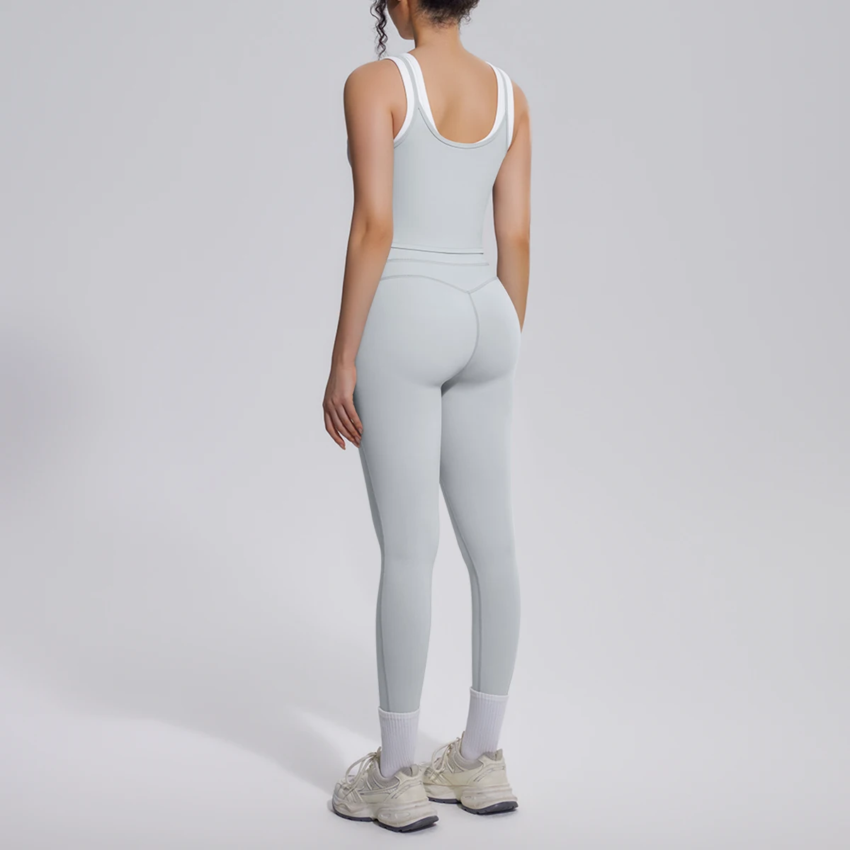 Hamidou Damen Yoga-Set, sexy, stoßdämpfend, Lauf-Yoga-Top, Farbblock-Design, hochtaillierte Fitness-Sport-Yoga-Hose, Gym-Yoga-Set – Detail 40