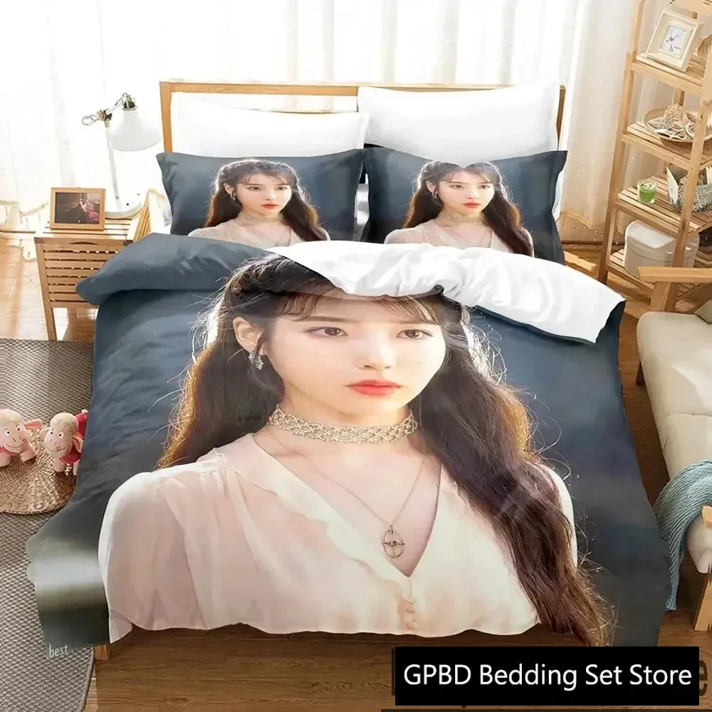 3D Print Singer IU I Ji Eun Bedding Set Duvet Cover Bed Set Quilt Cover Pillowcase Comforter king Queen Size Boys Adult Bedding