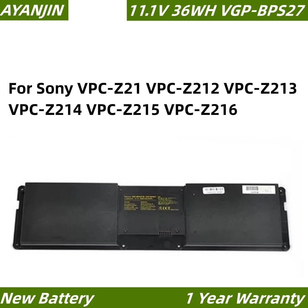 11.1V 36wh VGP-BPS27 VGP-BPS27/B Laptop Battery For Sony VPC-Z21 VPC-Z212 VPC-Z213 VPC-Z214 VPC-Z215 VPC-Z216