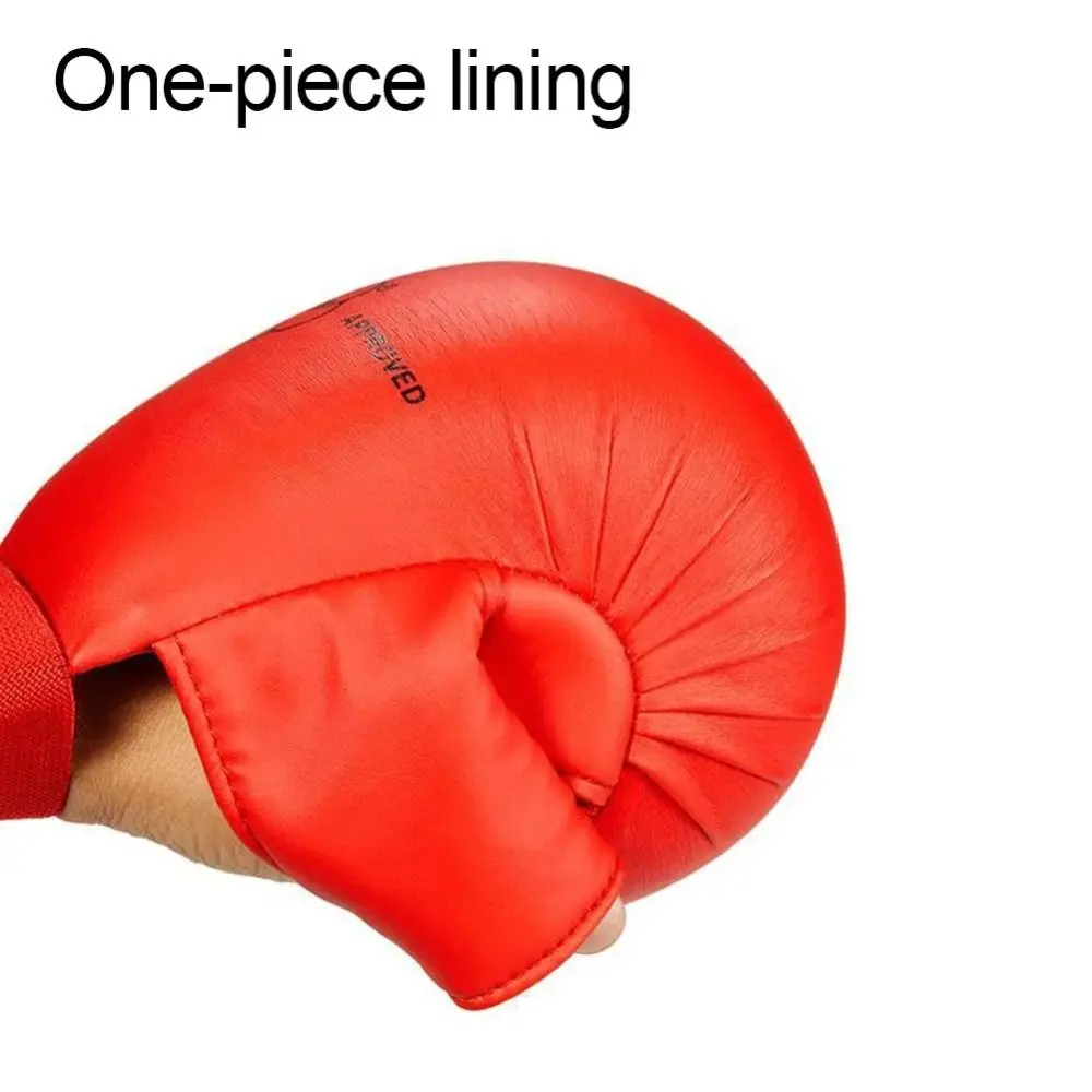 

Half Finger Karate Gloves Thumb Protection Thickened Boxing Gloves PU Leather Red Blue Karate Hand Guard Martial Arts
