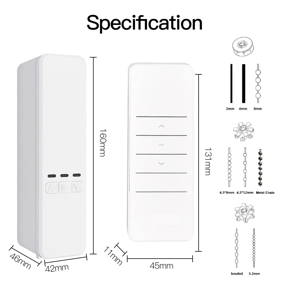 MOES WiFi Motorized Chain Roller Blinds Shade Shutter Drive Electric Curtain Motor RF Remote Tuya Smart App Control Alexa/Google