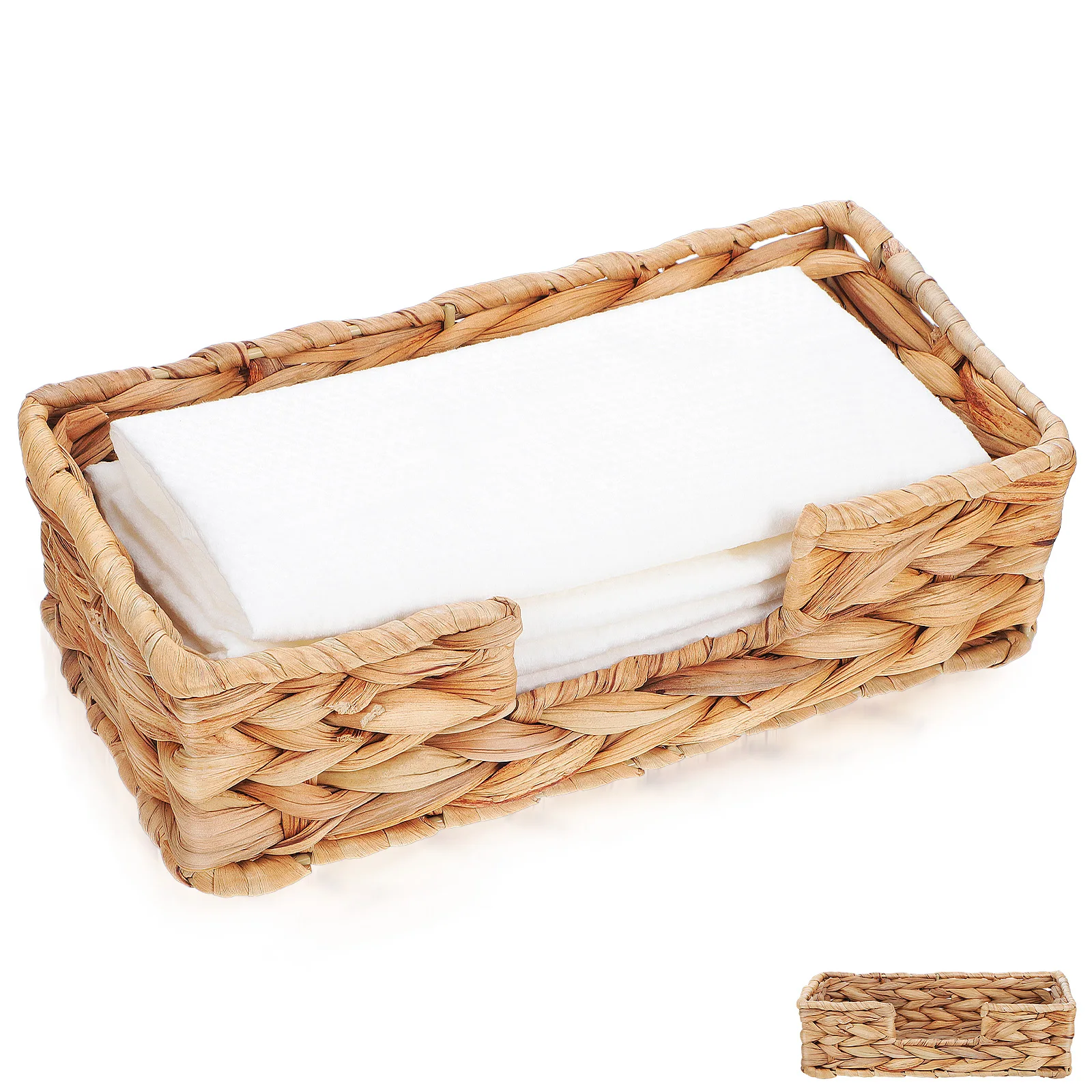 

Creative Hand-Woven Box Farmhouse Style Guest Towel Holder Desktop Napkin Organizer Storage Container For Home Office Car Face
