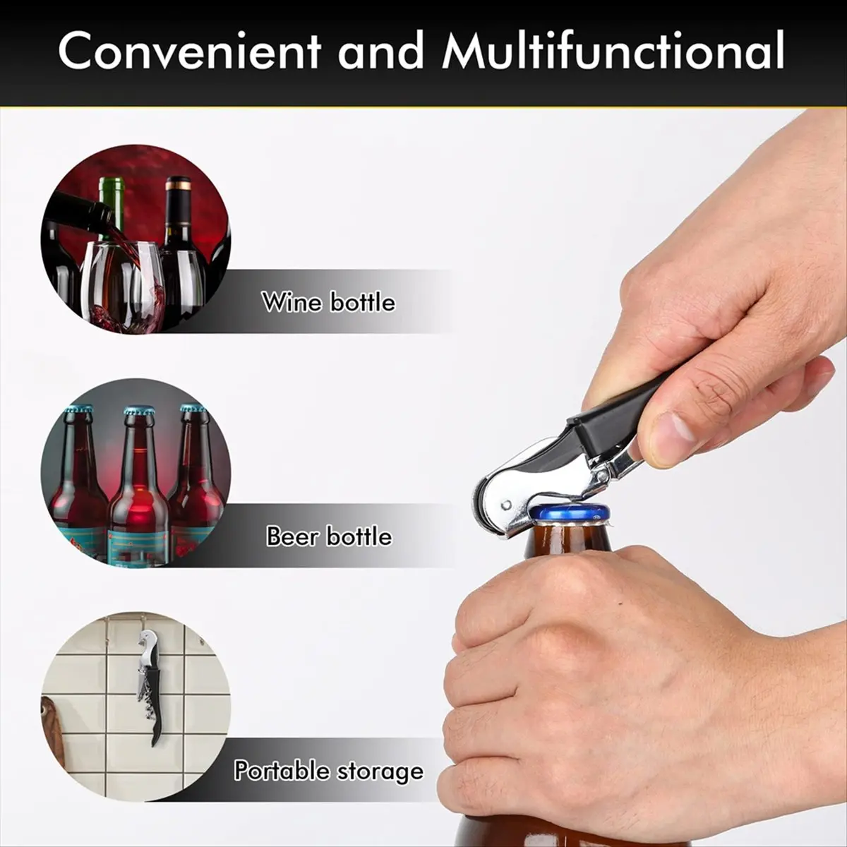 AA14 Professional Waiter Corkscrew Wine Openers Set, Stainless Steel, Multi-Functional for Bartenders, Sommeliers