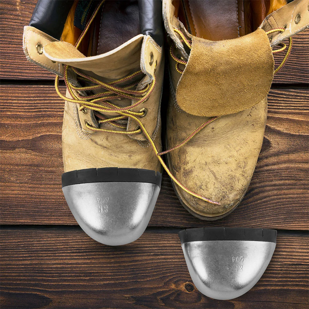 2 pares de cubiertas para zapatos de punta para hombres, insertos de protección para dedos de hierro para botas, gorros de seguridad para zapatos de trabajo, cubiertas protectoras para los dedos del pie