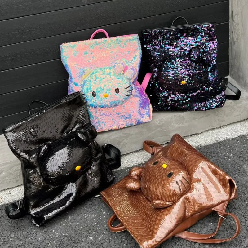 

Hello Kitty New Doll Sequined Backpack Cartoon Fashion Women's Backpack Luxury Brand Shiny Women's Backpack High Quality