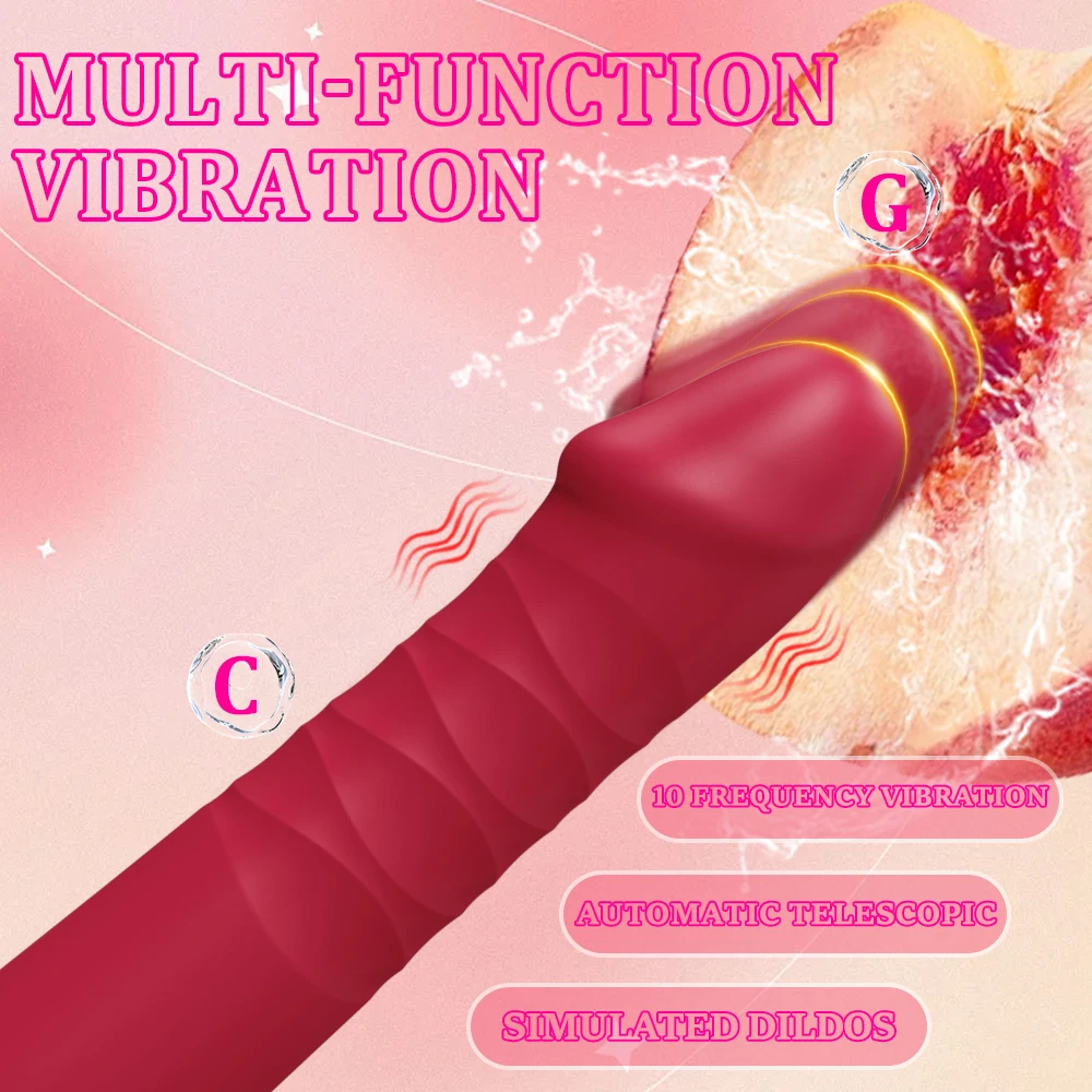 Telescopic G-Spot Vibrators for Women Dildo Clitoris Vagina Stimulator Thrusting Wand Female Masturbator Sex Machine for Adult