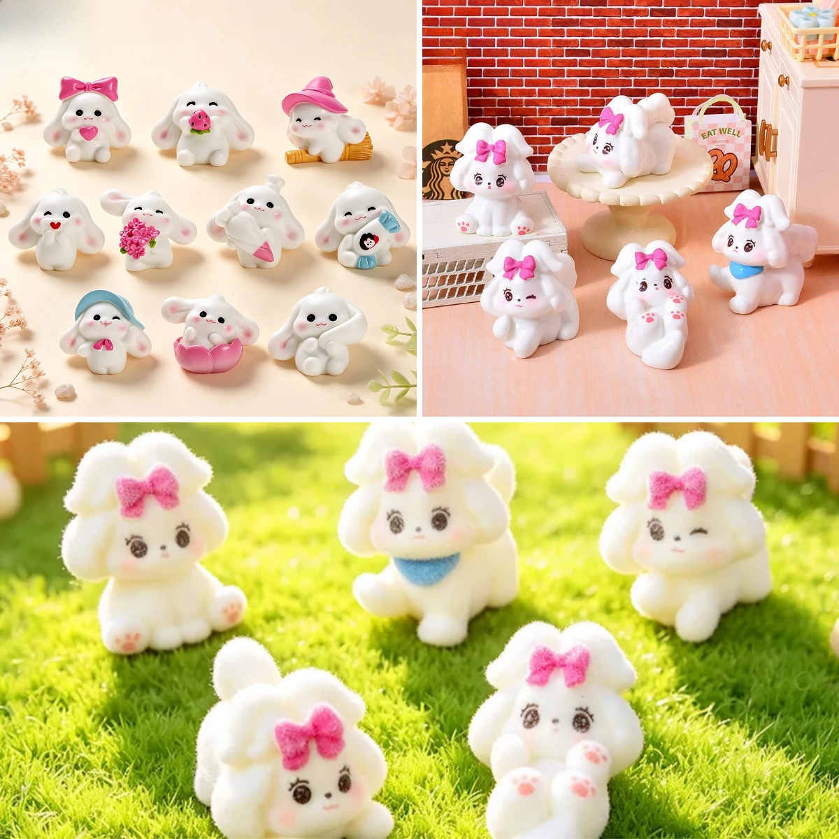 100pcs Cute Cartoon Mini Animal Dog 3D Resin Cabochon DIY for Hairpin Keychain Earrings Scrapbook Craft Dollhouse Accessories