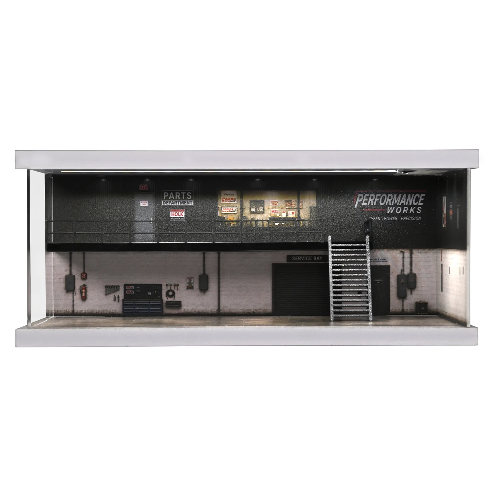 1/64 Diorama Car Parking Lot Model City Maintenance Workshop Scene Model Underground Double-layer Car Garage Scene Model Display