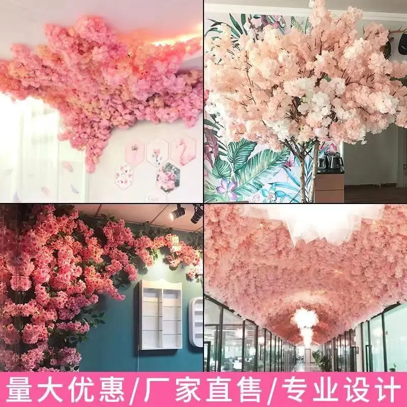 Artificial Cherry Blossoms for Wedding Arch Decoration, Fake Flower, Silk Hydrangea, White Branch, Home Decor, 140 Heads